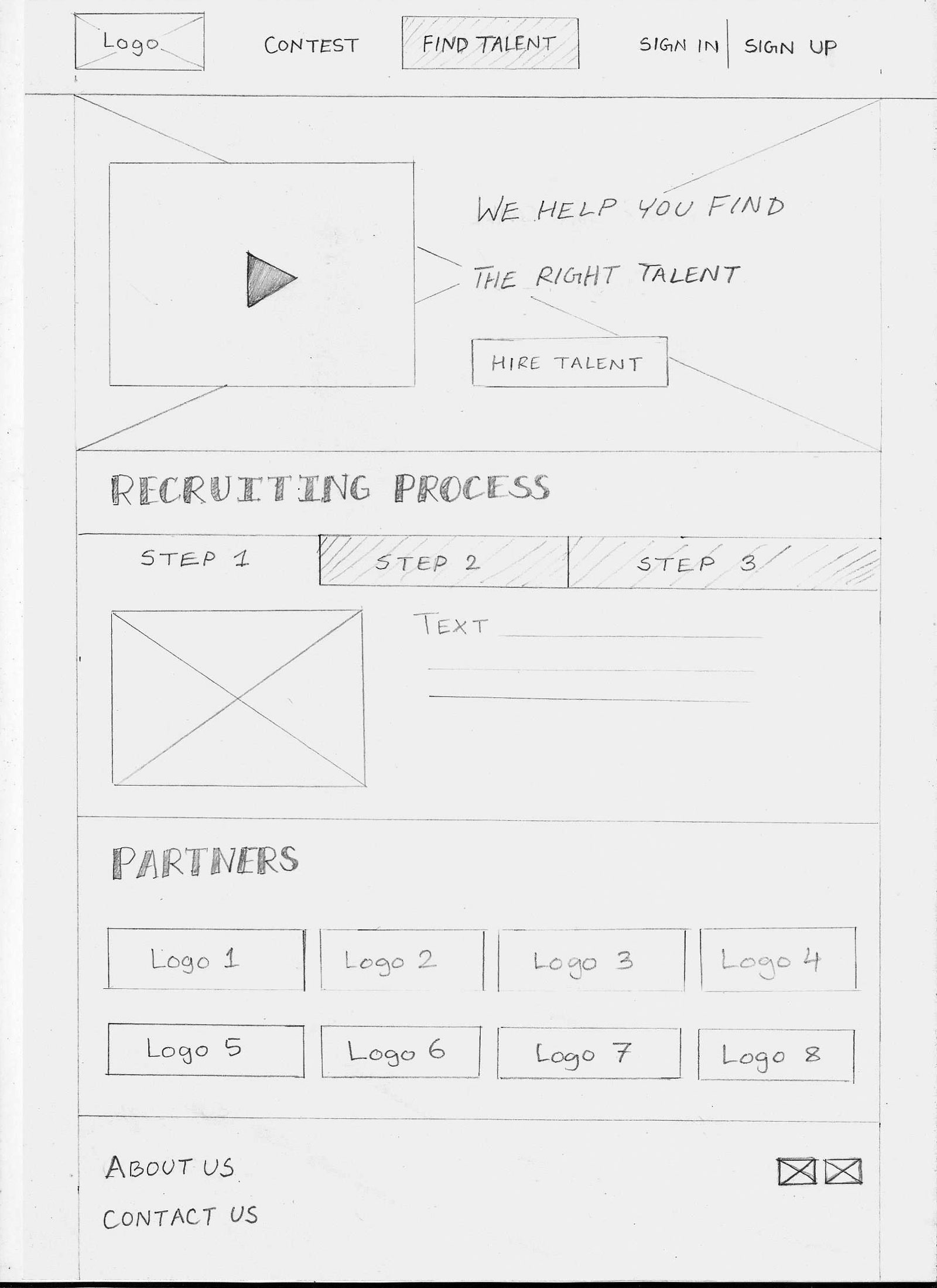Sketch of Dev Skill landing page