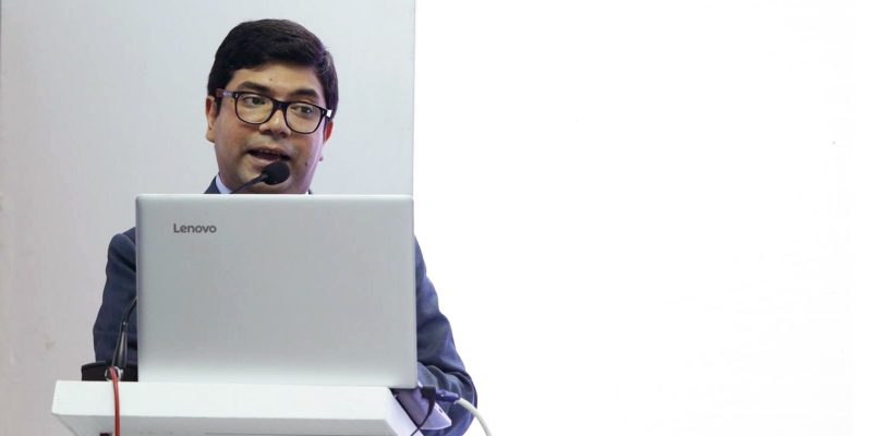 Wahid bin Ahsan speaking at UX - A Guide to Success at BASIS SoftExpo 2018