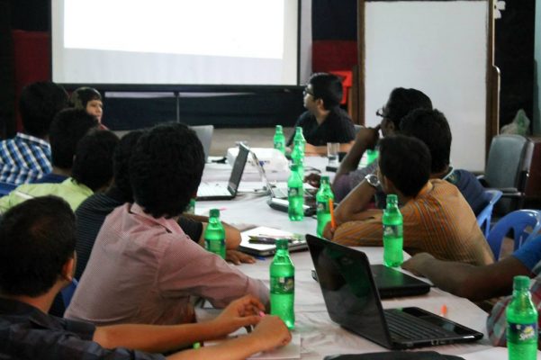 Wahid bin Ahsan evaluating user experience of the applicaitons designed by the participants.