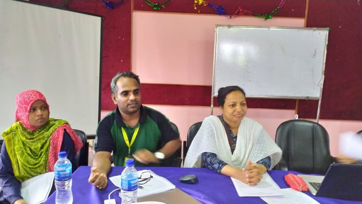 Ms. Hasina Parvin (Project Coordinator, Uttaran) sharing her knowledge of the comunity in Satkhira