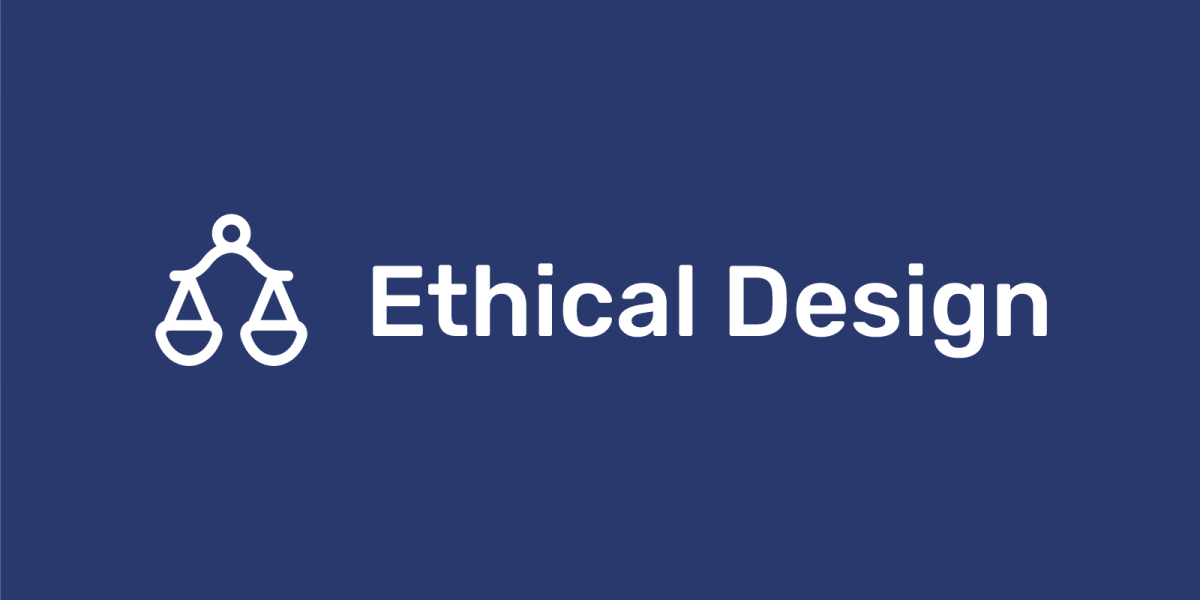 Ethical design principles in the EDIT UX Framework represented by a balance scale icon on a blue background.