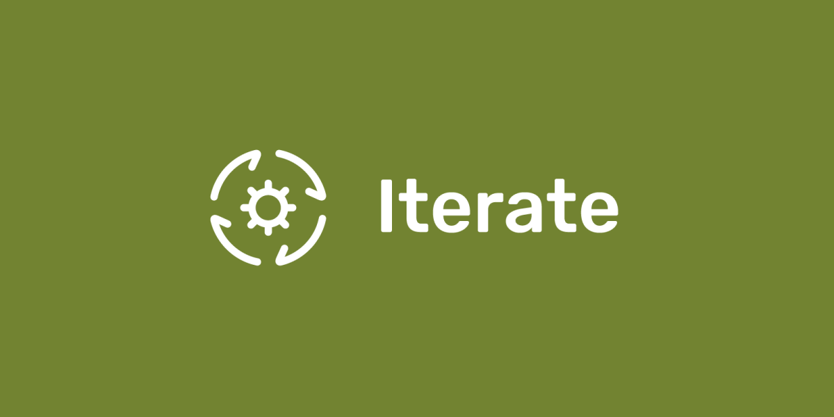 Iterate stage of the EDIT UX Framework represented by a gear icon on a green background.